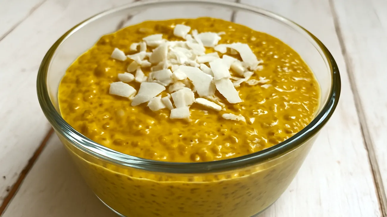 Chia-Pudding mit Kurkuma und Kokosmilch"