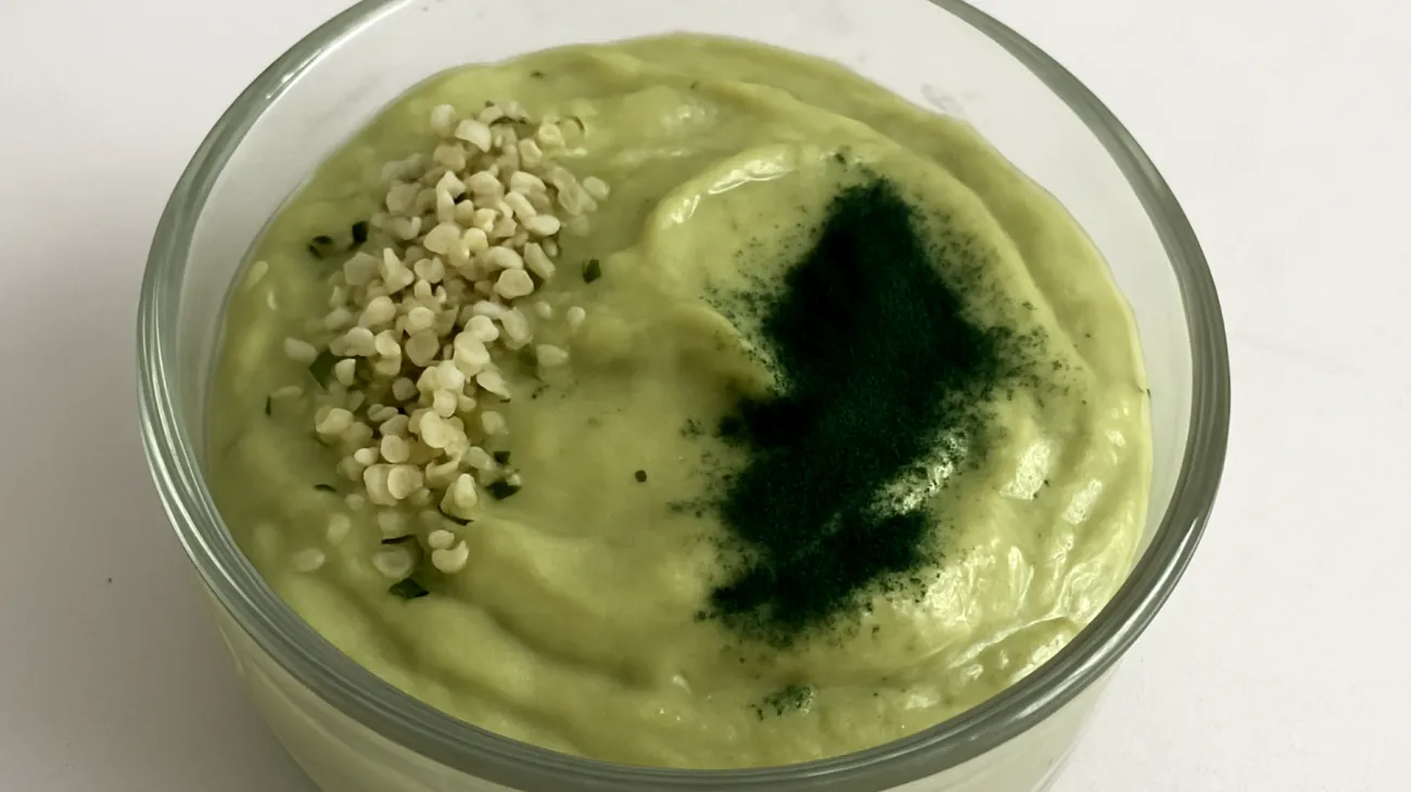 Hanfsamen-Avocado-Mousse mit Spirulina"