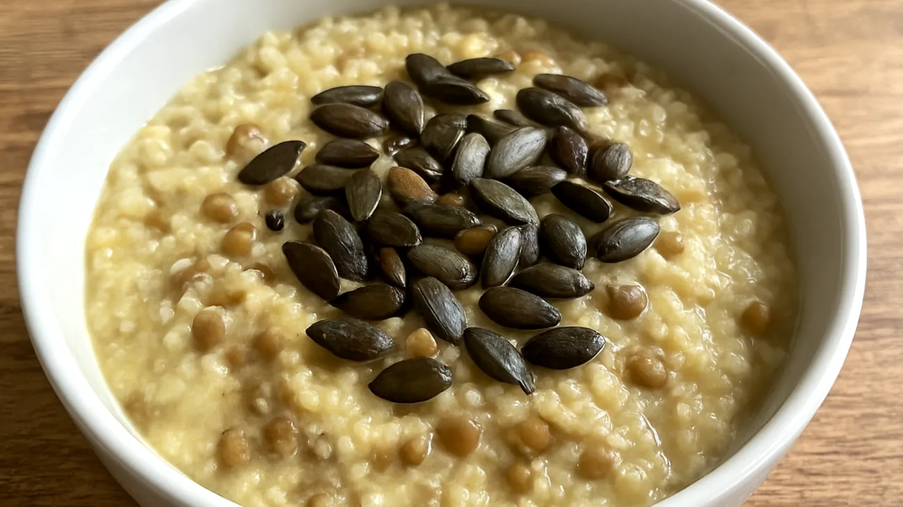 Hirserisotto mit Linsen und gerösteten Kürbiskernen"