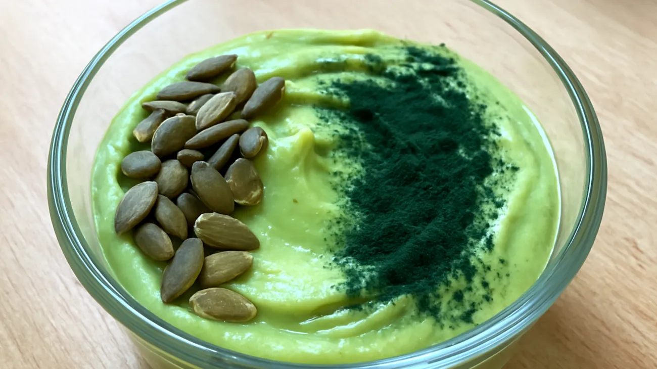 Kürbiskern-Avocado-Mousse mit Spirulina"