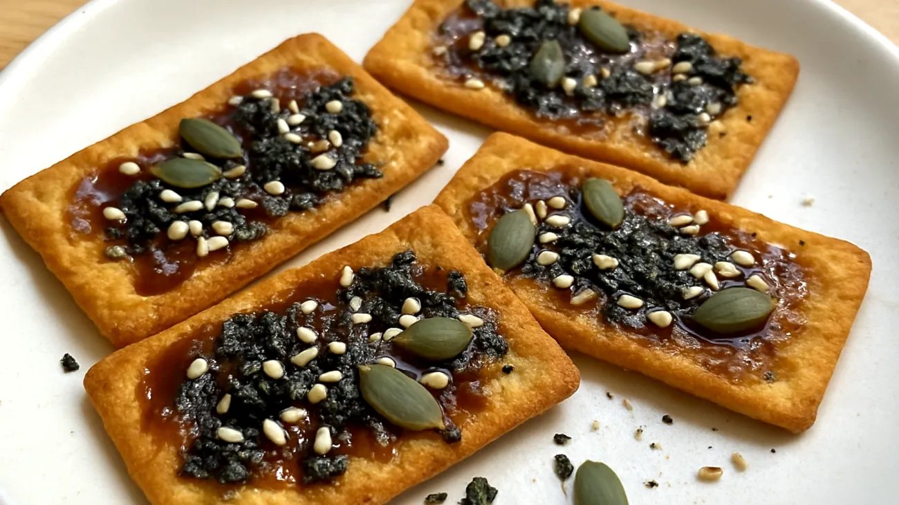 Miso-Nori-Cracker mit Sesam und Kürbiskernen"