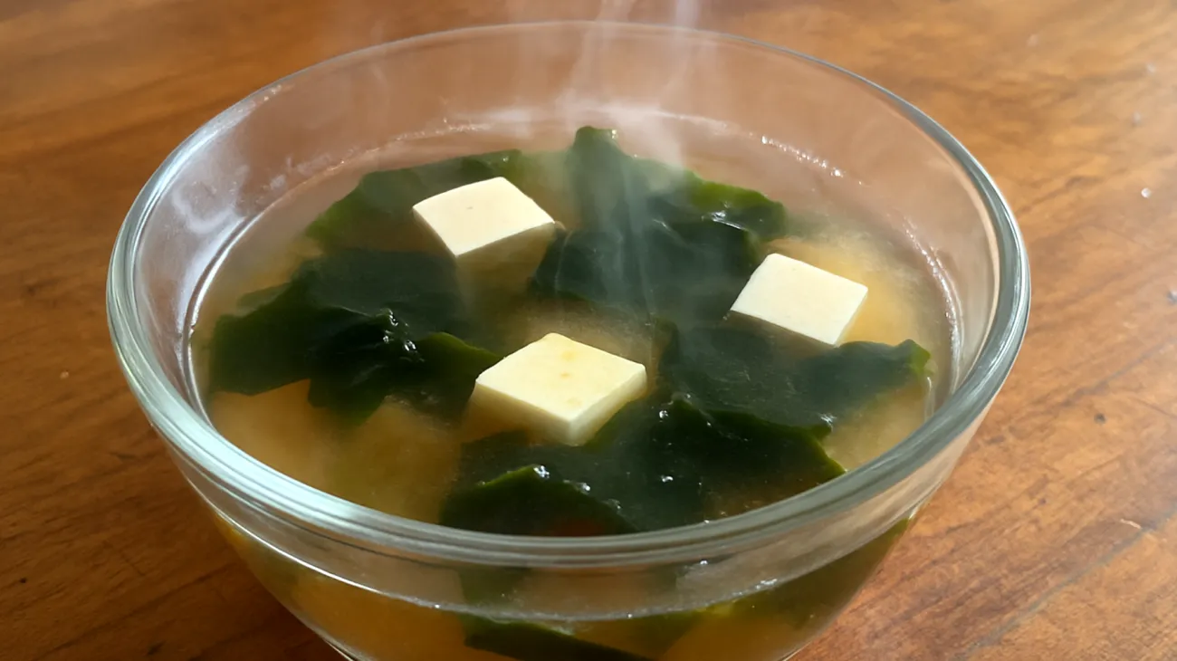 Miso-Suppe mit Wakame-Algen und Tofu"