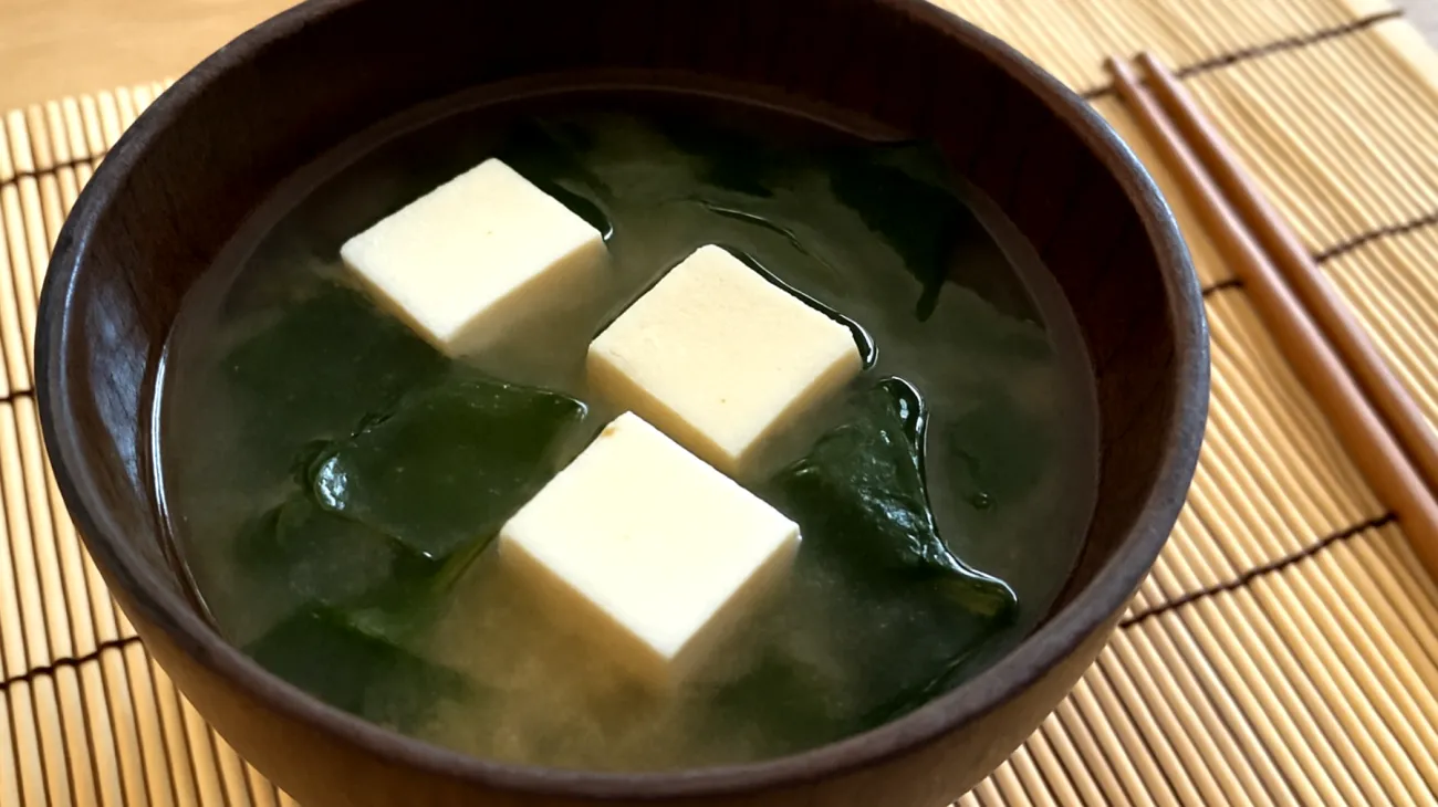 Miso-Suppe mit Wakame-Algen und Tofu"